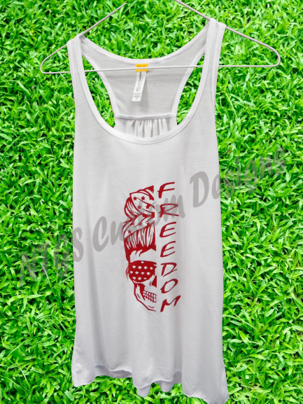 Red freedom skull tank