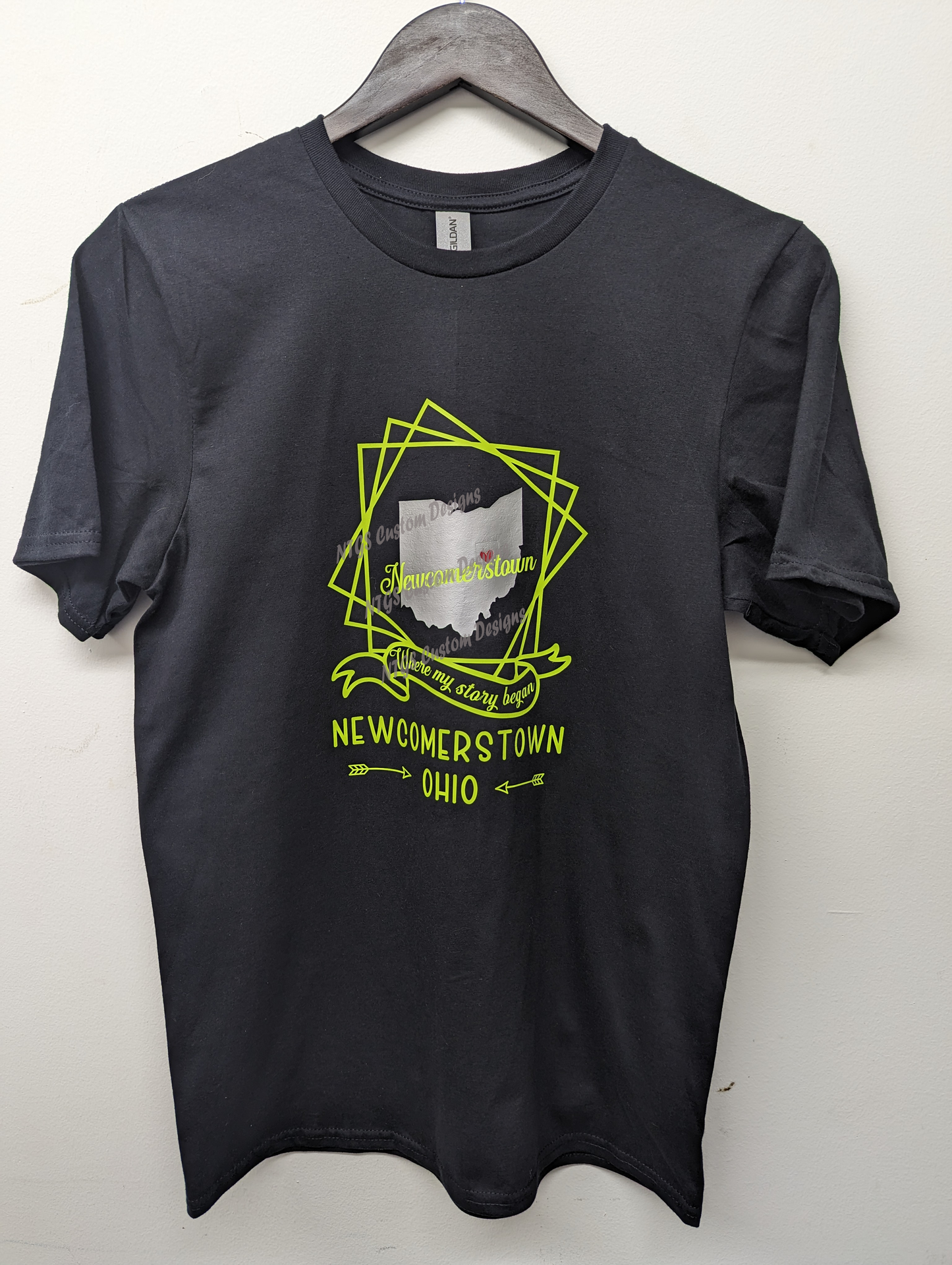 Newcomerstown-Where my story began-Blacktee with square design