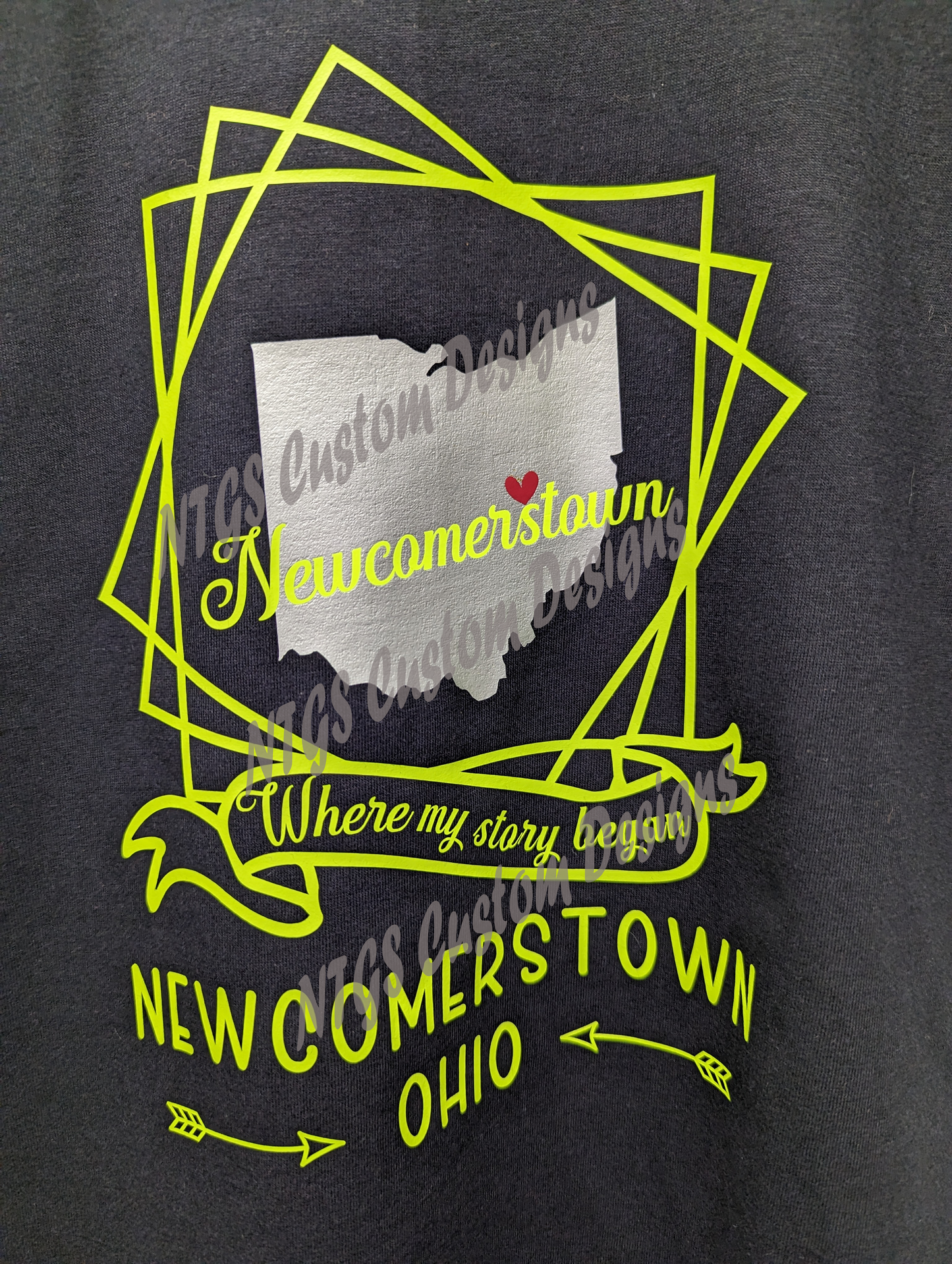 Newcomerstown-Where my story began-Blacktee with square design
