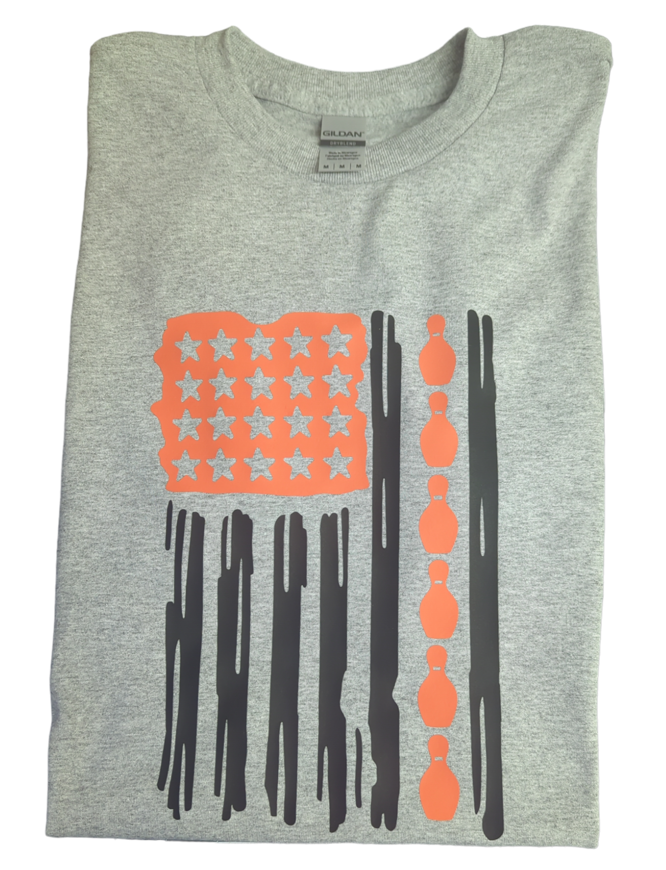 Orange and Black bowling American flag