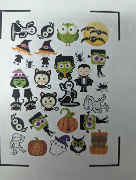 Halloween witch and frankenstein sticker pack