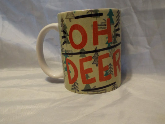 "Oh Deer" with trees and deer
