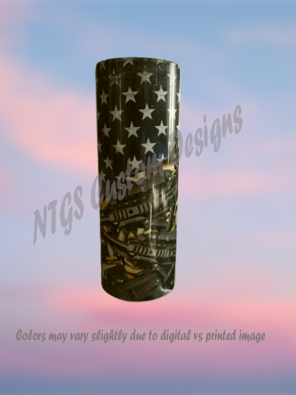 American flag and ammo - 20oz skinny tumbler